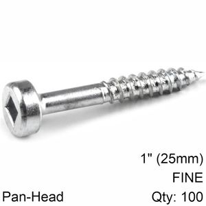 KREG Zinc Pocket Hole Screws 25mm 1.00' #6 Fine Thread Pan Head 100ct